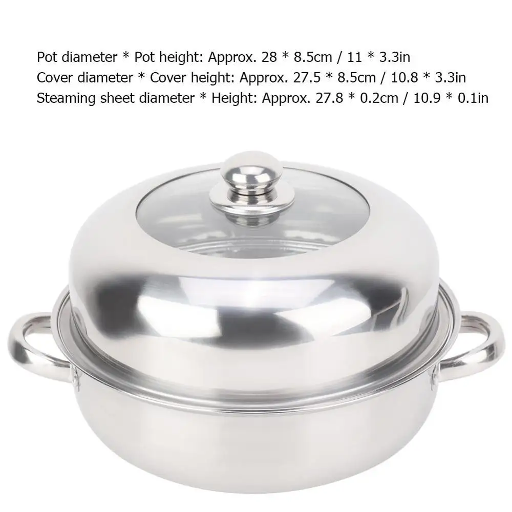 TOPINICN горшки 28 см из нержавеющей стали однослойный Stockpot Hotpot Пароварка для еды