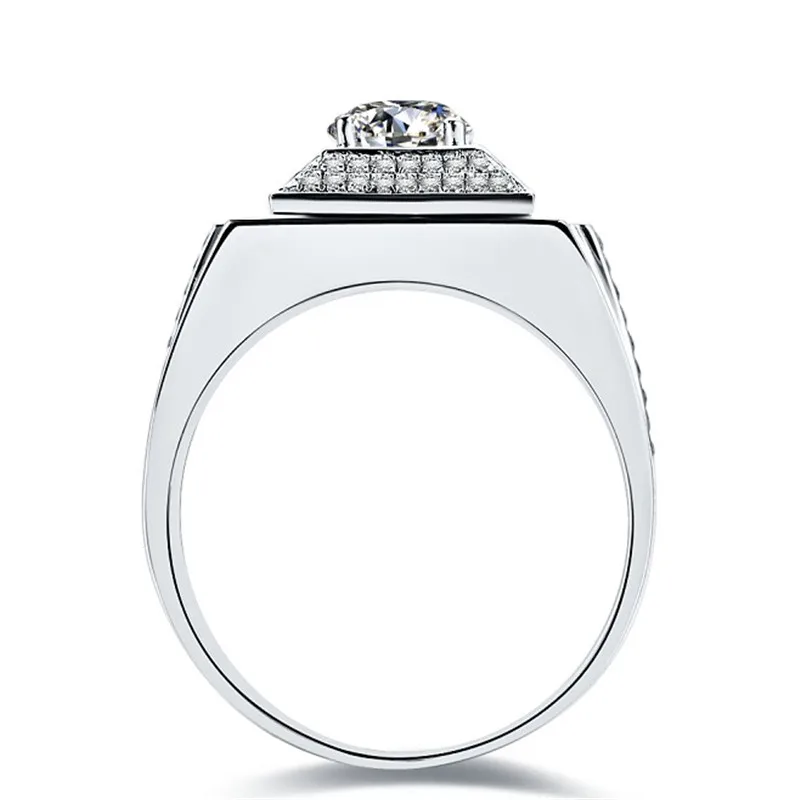 Stunning 1Ct Synthetic Diamant Men Ring Genuine 925 Sterling Silver Male Wedding Jewelry White Gold Color | Украшения и