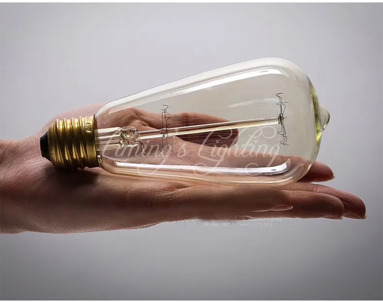 Марочные шарики Edison E27 прямые накаливания ST64 лампа накаливания с короткозамкнутым ротором углерода лампы Ретро электрическая лампочка эдисона для подвесного светильника