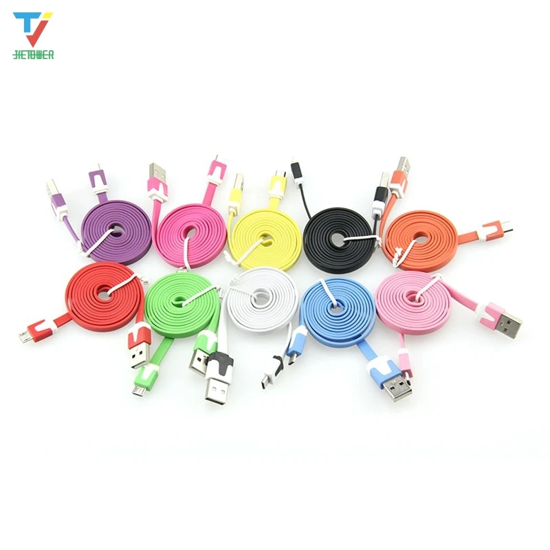 Goedkoop 300pcs 1/2/3m Flat Noodle Charge Kleurrijke Gegevens Usb-kabel Voor IPhone 7 8 Plus Ipod Touch 5th & IPod Mini Ios Micro USB Voor Samsung