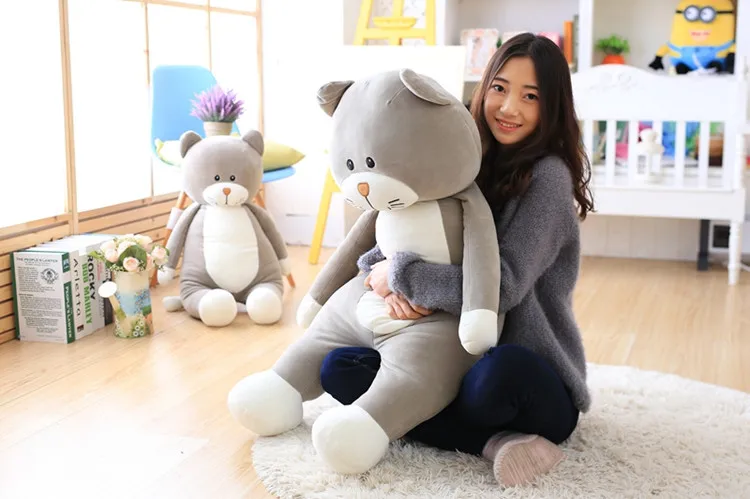 Большая плюшевая игрушка для кошек Новая мягкая серая подушка куклы с мультяшным