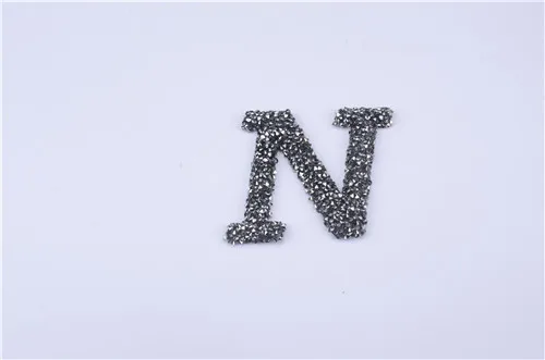 N A-Z, 1 шт., стразы, 3D алфавиты, черный бриллиант, исправление, буквы, мотивы, железные нашивки, аппликация для одежды, шляпы - Цвет: N