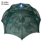 Рыболовная сеть с 4-20 отверстиями, рыболовная удочка, нейлоновая Складная рыболовная снасть, ручная сеть с зонтиком, автоматическая ловушка раков, креветок