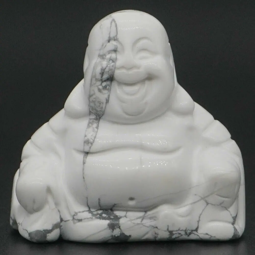 

1.4" Natural Gem White Howlite Turquoise Carved Maitreya Buddha Reiki Figurine