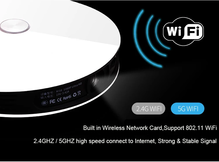 Smartldea M18 проектор HD 1080p Android 6,0 WiFi мини Умный домашний кинотеатр 3D проектор батарея проектор Поддержка AirPlay Miracast