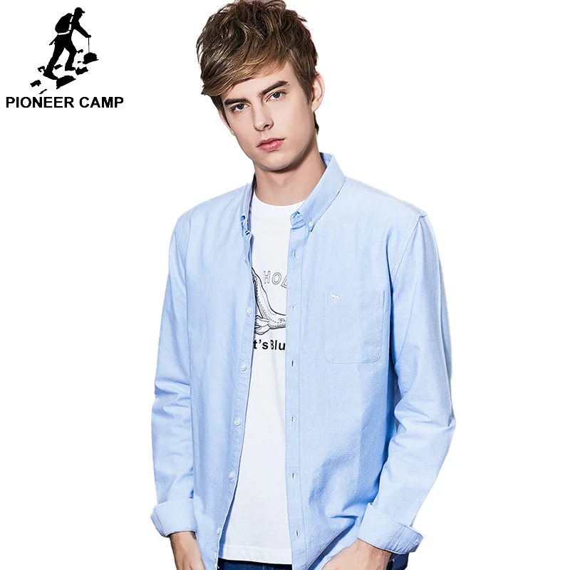 Мужская приталенная рубашка Pioneer Camp Классическая деловая с длинным рукавом 2 вида
