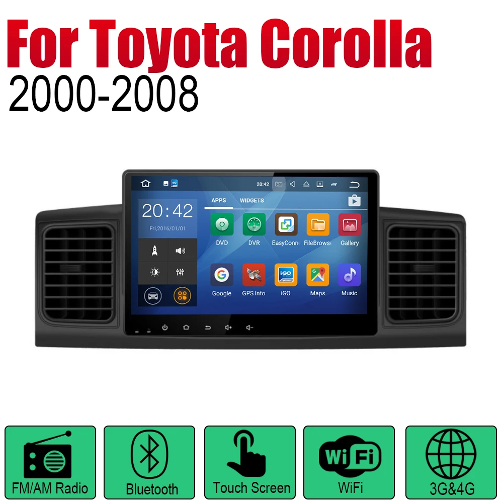 ZaiXi Android 2 Din Авто Радио для Toyota Corolla 2000~ 2008 автомобильный мультимедийный плеер gps навигационная система Радио стерео