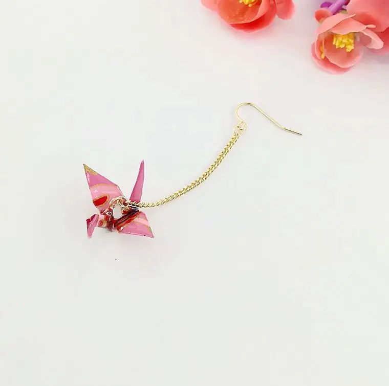 1 шт. модные серьги женские букле D'oreille Femme оригами для ручной работы тысячи бумажный журавль популярные серьги для женщин - Окраска металла: pink earring