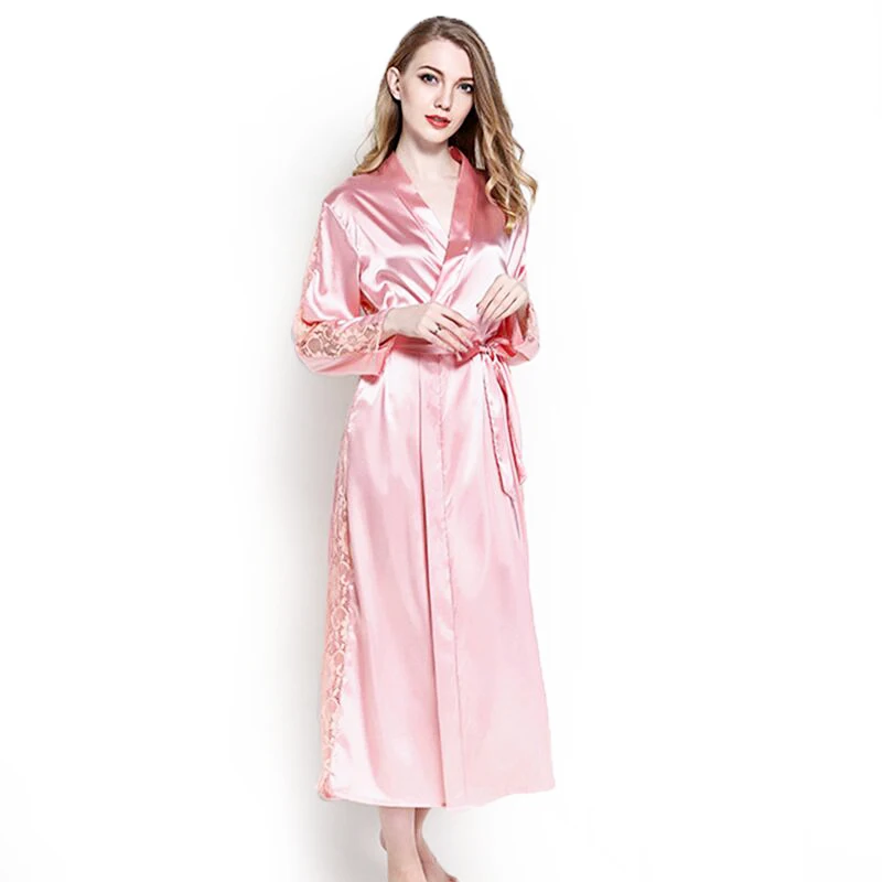 Соблазнительное женское однотонное длинное платье кружевная длинная ночная