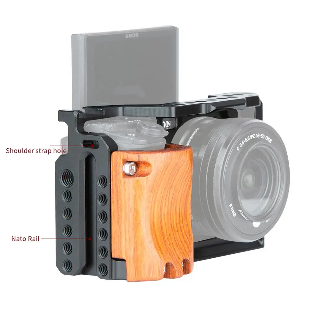Niceyrig 6400 6500 клетка для камеры комплект для sony A6500 камера с деревянной ручкой крепление A6400 A6500 клетка стабилизатор