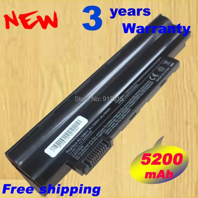 

11.1V 5200mAh black Laptop battery for Acer Aspire One 522 722 D255 D260 D270 E100 AOD255 AOD260 AL10A31 AL10B31 AL10G31