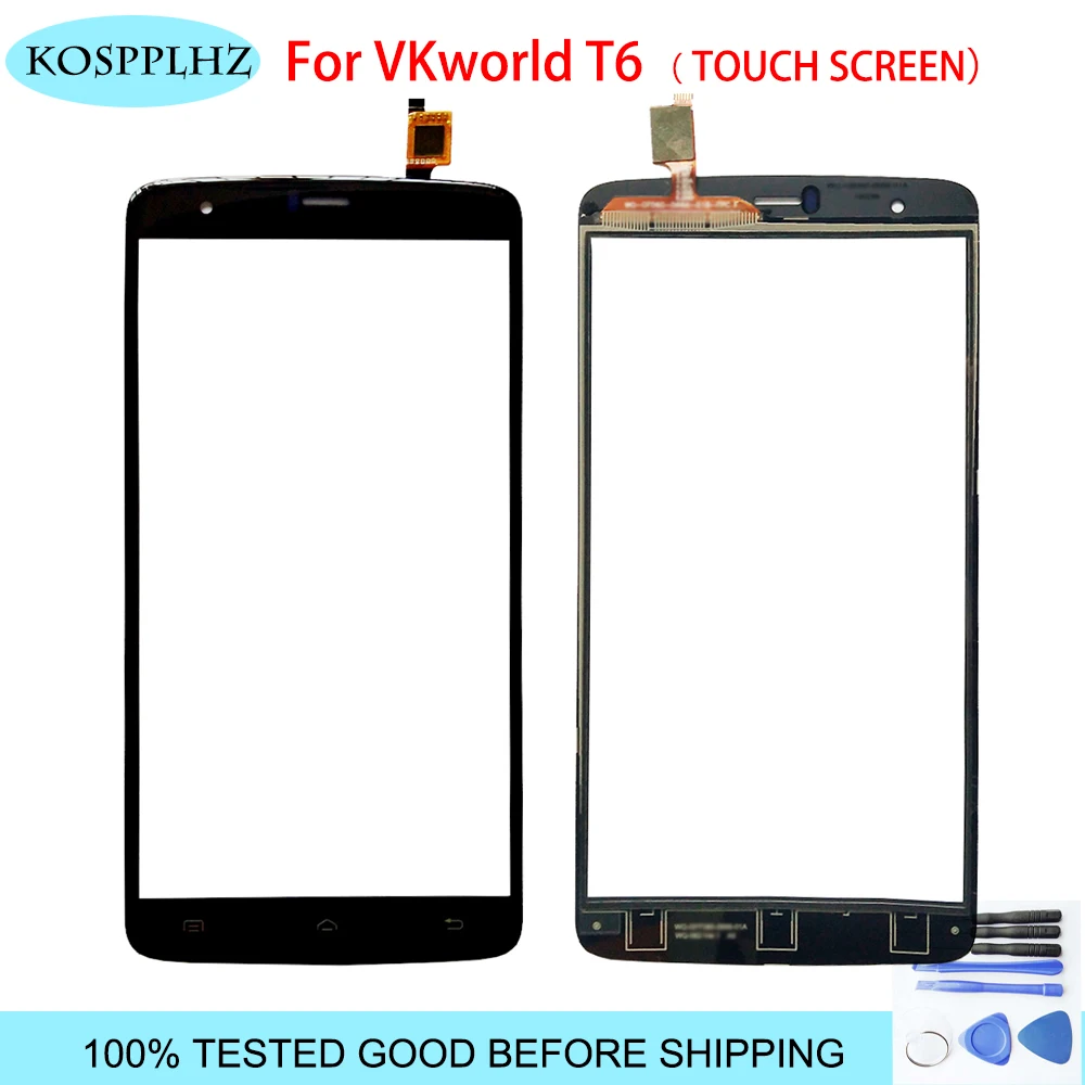 Черный цвет для Vkworld T6 Сенсорный экран Стекло испытания Передняя стекло