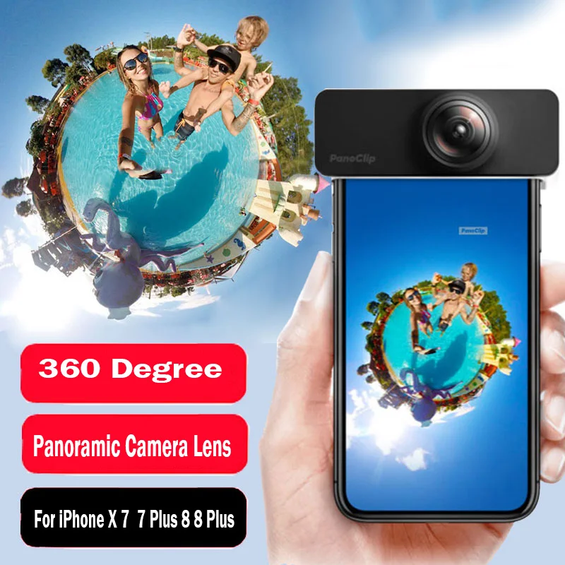 360 градусов панорамный Камера объектив для iPhone X 7 8 полный вид выстрел с зажимом