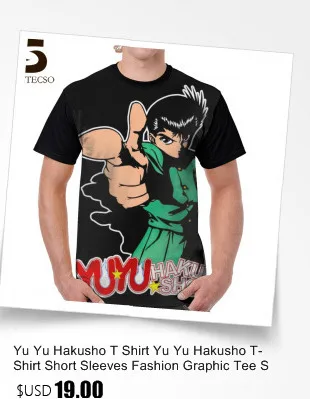 Yu Hakusho футболка Yusuke Urameshi футболка полиэстер Мужская графическая футболка с коротким рукавом забавная Футболка с принтом оверсайз