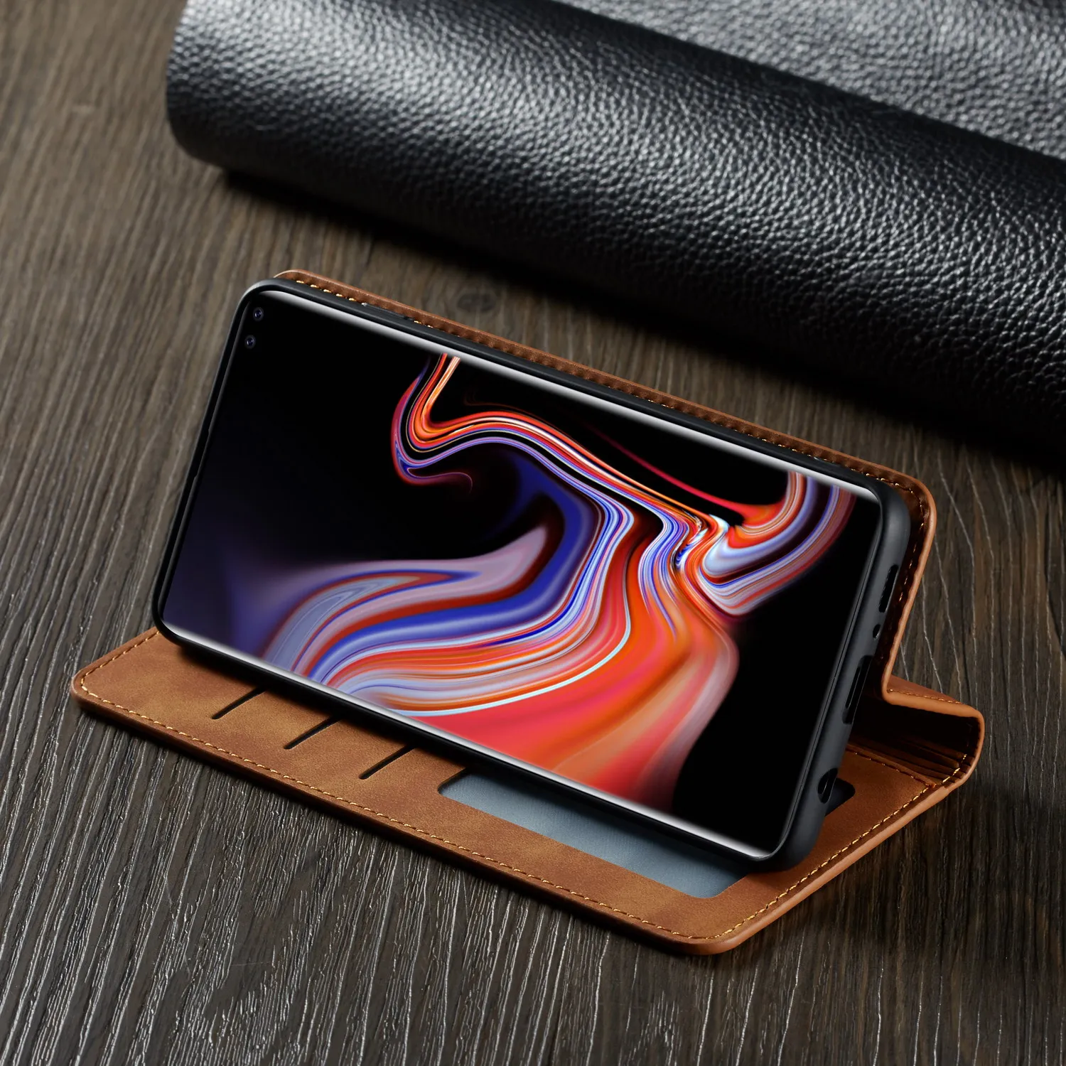 Кожаный флип чехол для Samsung Galaxy S10 Plus роскошный бумажник с подставкой и отделением
