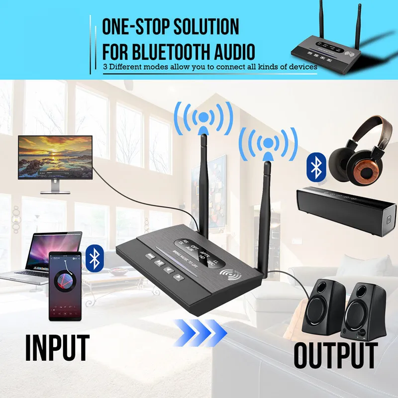 80 м Bluetooth 5 0 передатчик приемник большой диапазон 328ft 3 в 1 обход NFC аудио адаптер APTX