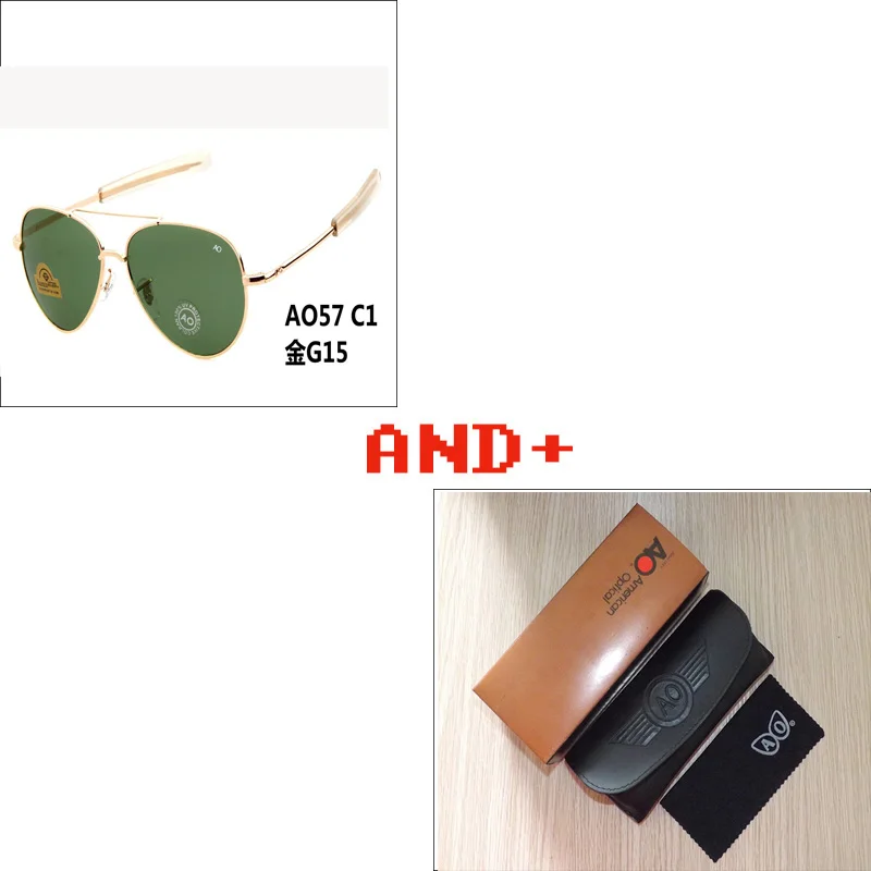 C1 With box Новейшие Американские армейские военные AO брендовые дизайнерские солнечные очки-авиаторы стеклянные линзы мужские солнцезащитные очки es oculos masculino с оригинальным логотипом - Цвет линз: C1 With box