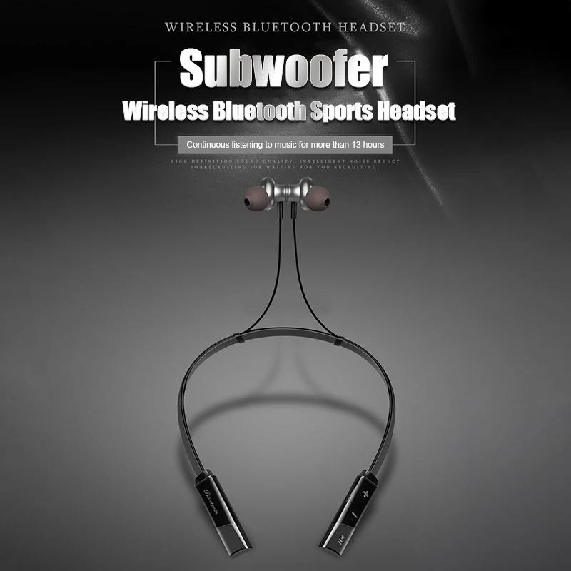 Беспроводные магнитные Спортивные Bluetooth наушники, стерео наушники, гарнитура, наушники с металлическим шейным крюком, Hi-Fi гарнитура, магнитная