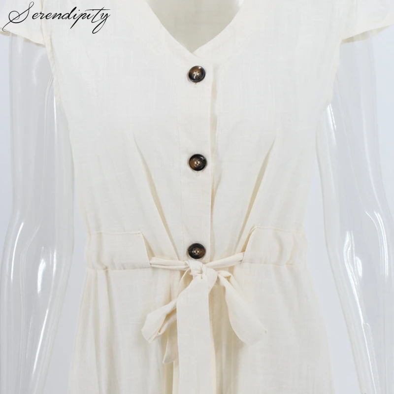 Женское Хлопковое платье на пуговицах бежевое повседневное Элегантное Длинное