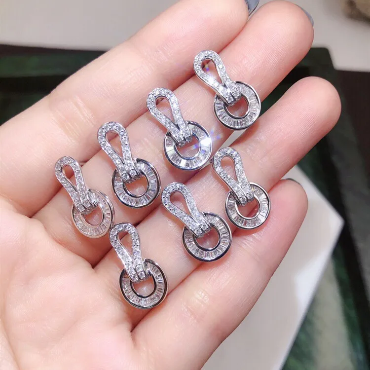 

Luxury Wedding Earrings for Women AAA White Zircon Crystal Silver Plated Stud Earrings Fashion Jewelry Gifts