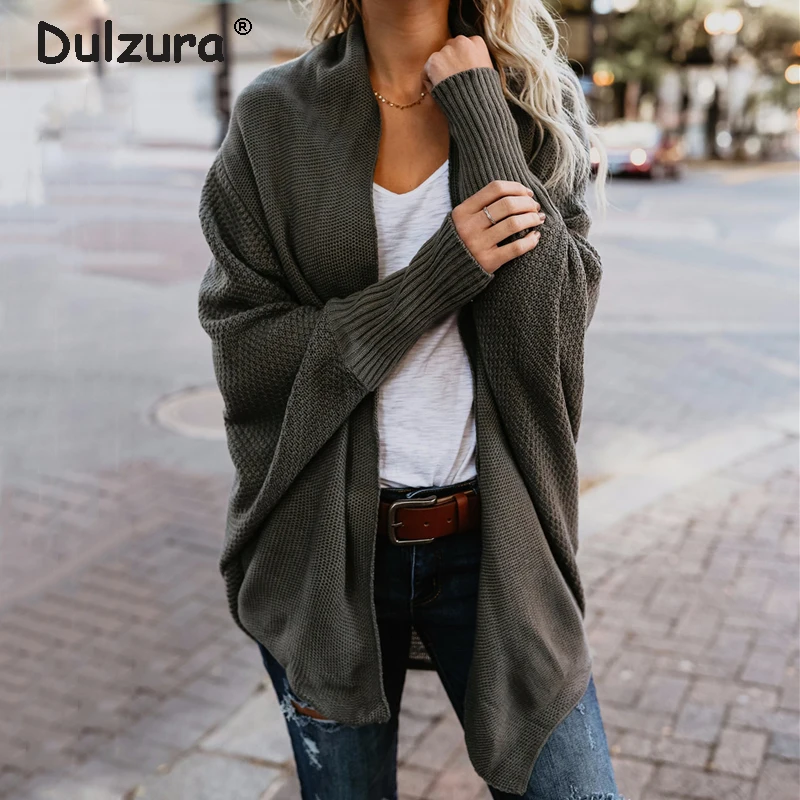 Большой длинный кардиган Женские свитера 2018 осень толстый теплый вязаный пальто
