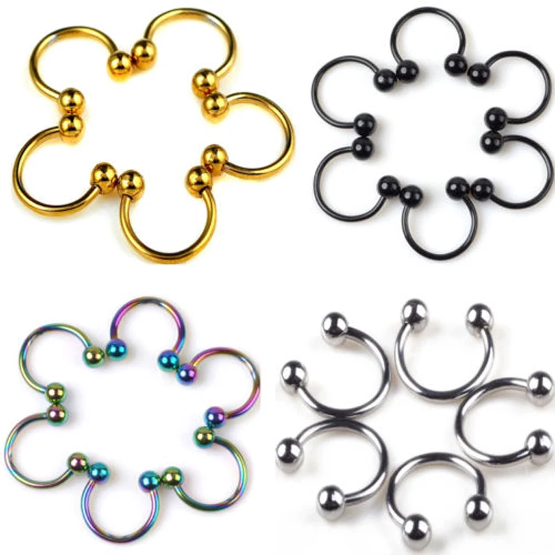 10pcs Fashion Lip Nose Hoop Balls Body Piercing Jewelry Shellhard Stainless Steel Horseshoe Bar Ear Ring Belly Button Femme|Украшения для