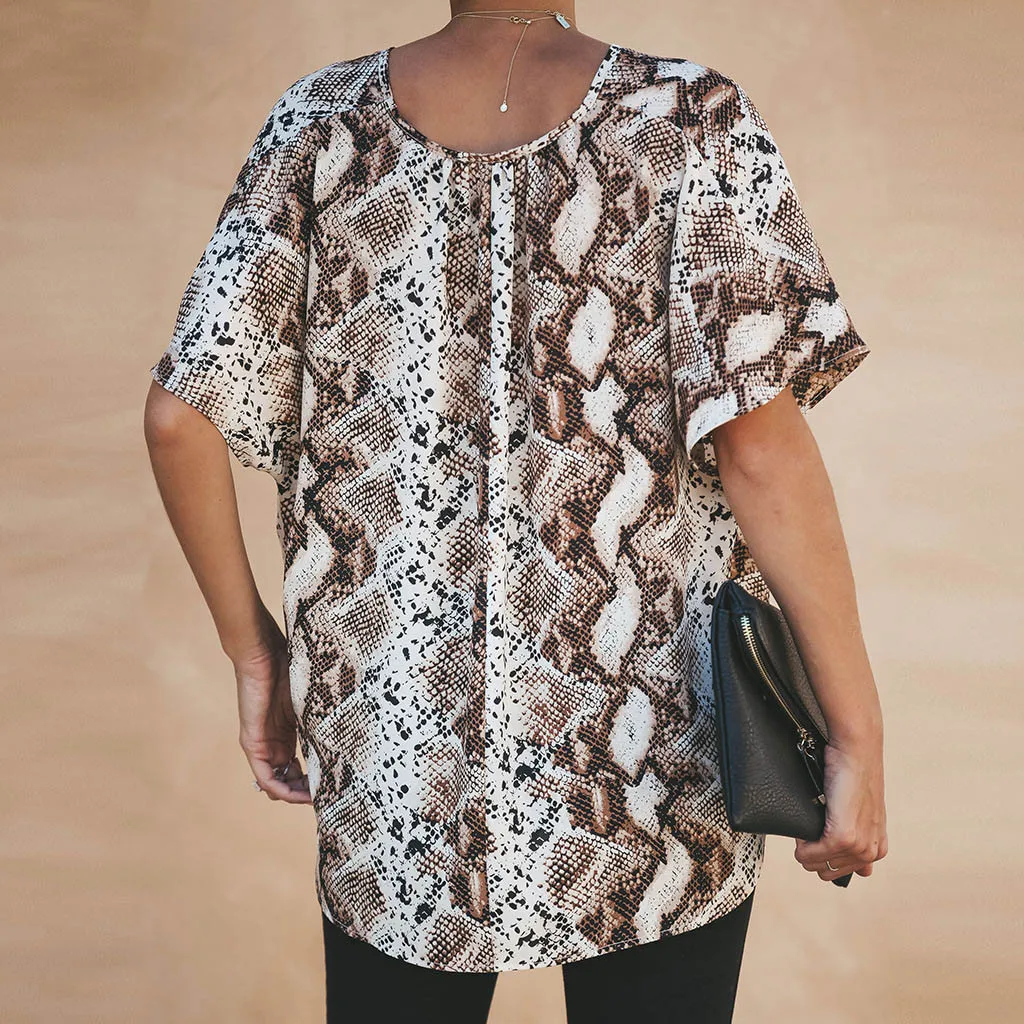 SAGACE женская блузка модная повседневная тонкая v образный вырез Леопардовый принт