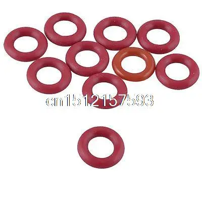 11mm x 6mm x 2.5mm Red Rubber O Shaped Rings Oil Seal Gasket Washer 10 Pcs