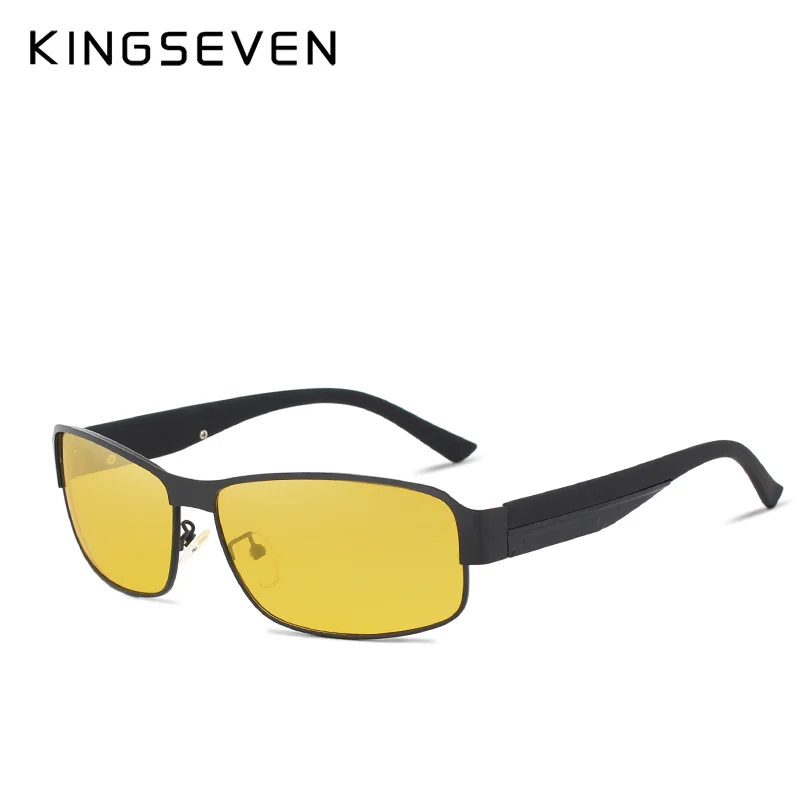 KINGSEVEN очки ночного видения фирменный дизайн поляризованные солнцезащитные очки для женщин и мужчин вождения антибликовые очки - Цвет линз: Black yellow
