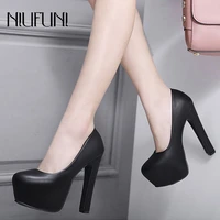 niufuni ladies high heels platform pumps pu black white women shoes platform office shoes thick heels work dress shoes simple