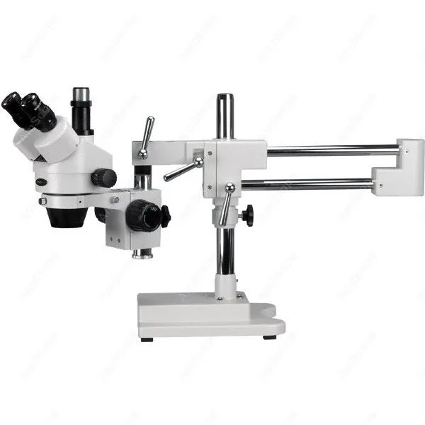 

Trinocular Stereo Microscope--AmScope Supplies 3.5X-90X Trinocular Stereo Zoom Microscope with Double Arm Boom Stand