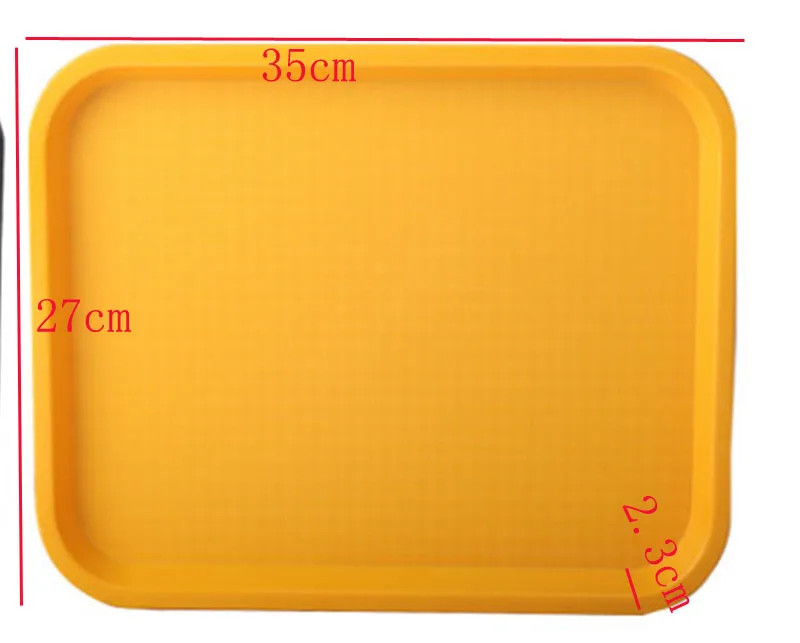 yellow 35x27x2.3 Коричневый красный зеленый желтый оранжевый цвет пластиковая тарелка Фруктовница деревянные чашки для чая торт хлебное блюдо для закусок противоскользящие пластиковый лоток - Цвет: yellow 35x27x2.3