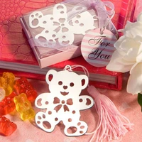 12pcs lovable teddy bear design bookmarks pink for baby girl shower favors birthday party souvenirgiveaways for guest