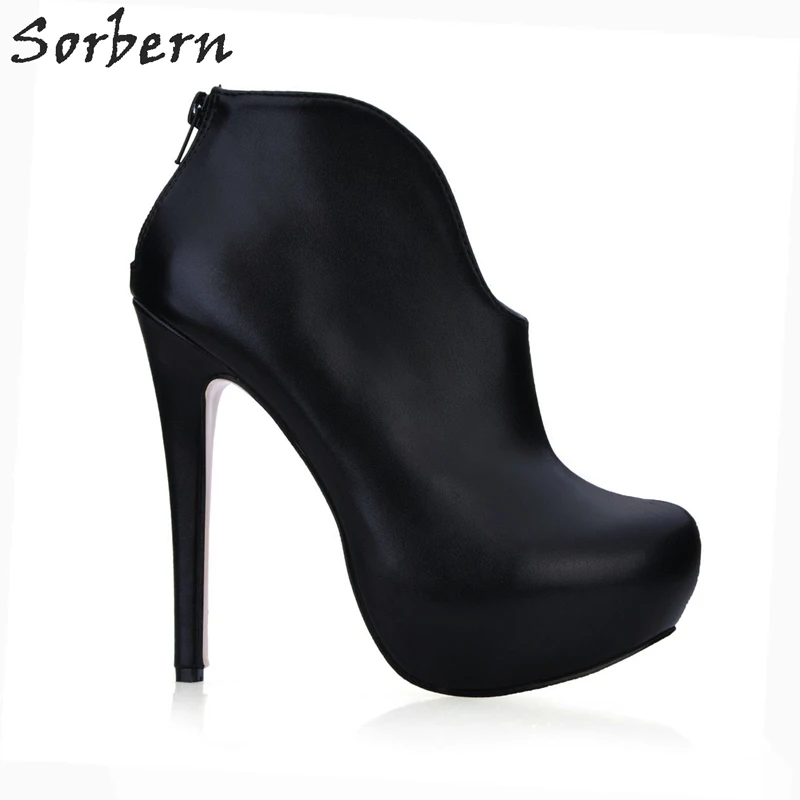 Sorbern/Изготовленные На Заказ Черные Мягкие ботильоны из искусственной кожи