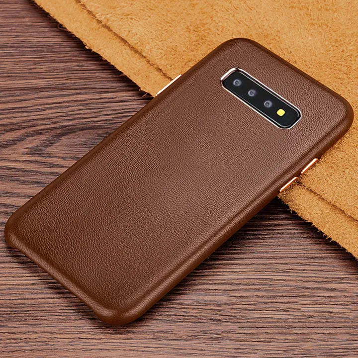 Brown Для samsung S10 плюс чехол Роскошный тонкий из мягкой натуральной кожи защитный чехол для телефона для samsung S10 S10E чехол - Цвет: Brown