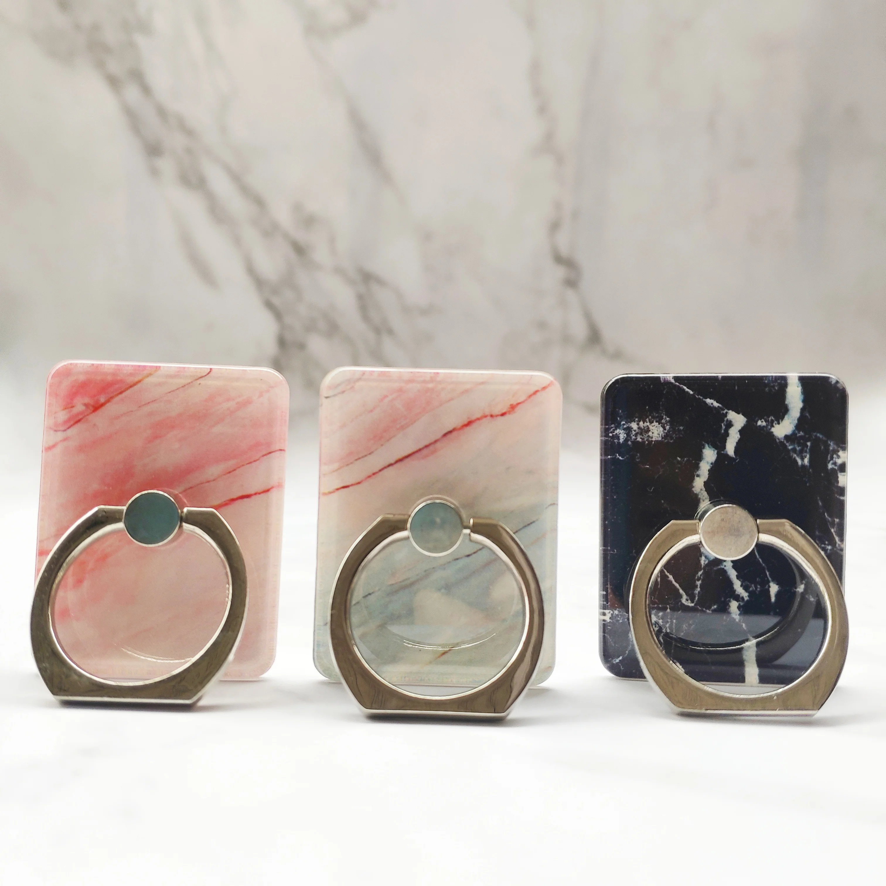 Bling Crystal Marble Finger Ring Holder 360 Поворот мобильный телефон Подставка для пальцев