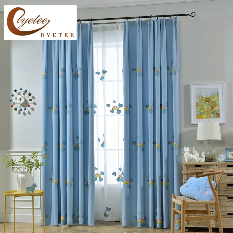 Тканевые занавески с вышивкой Мультяшные для детской комнаты кухни Детские