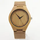 Мужские часы из бамбукового дерева модные и повседневные подарки с ремешком из натуральной кожи