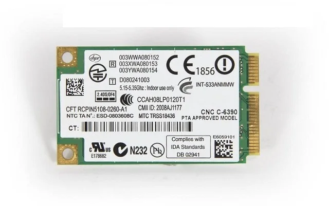 Intel WIFI Link 5300 AGN 533AN_HMW Mini PCI-E 2, 4G/5  Wlan    IBM lenovo G450 Y450 T400 T500 X200