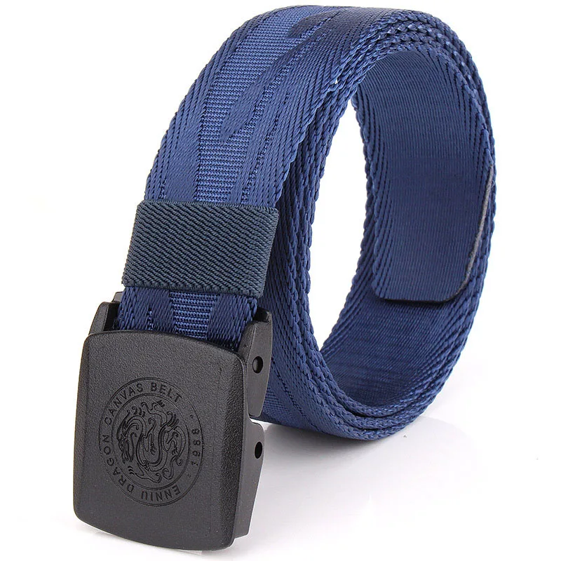 F Royal blue Лучший YBT ремень унисекс нейлон пластик гладкая Пряжка для женщин и мужчин ремень индивидуальная Повседневная мода джинсы брюки унисекс ремень - Цвет: F Royal blue