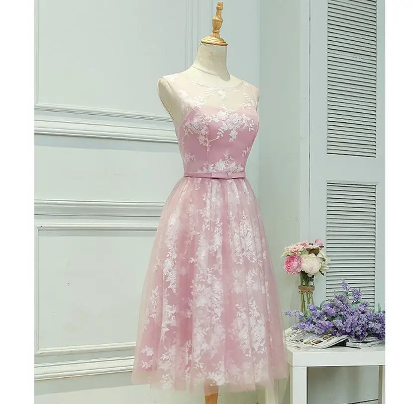 Мини-платья розового цвета из шифоновой органзы с кружевом | Женская одежда