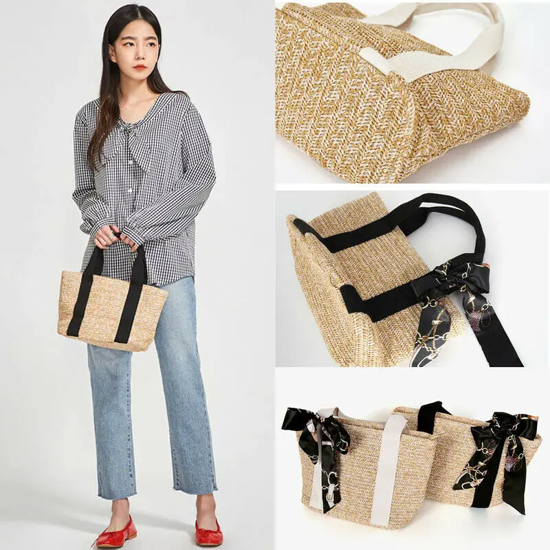 Женская круглая плетеная Сумка из ротанга Пляжная в богемном стиле лето