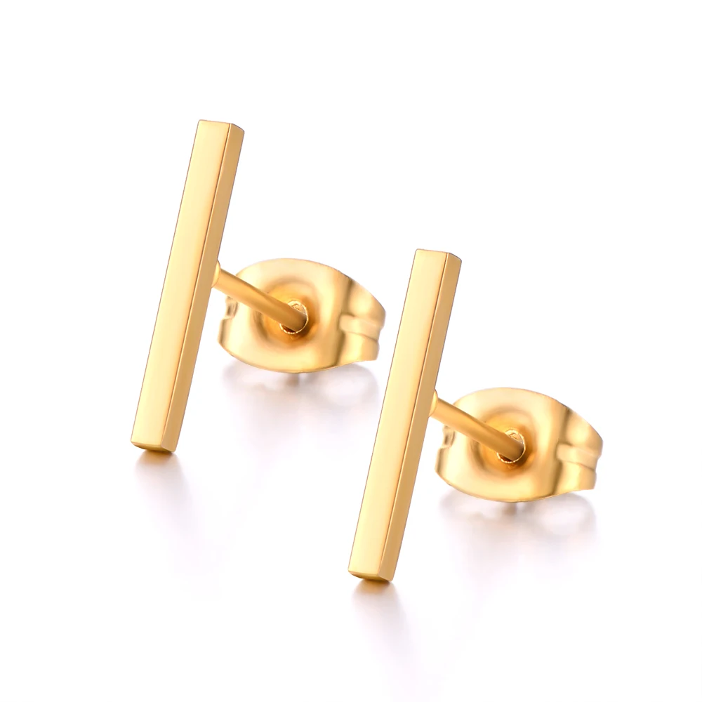 Женские серьги гвоздики из нержавеющей стали ZPAMS простые с Т образным ремешком