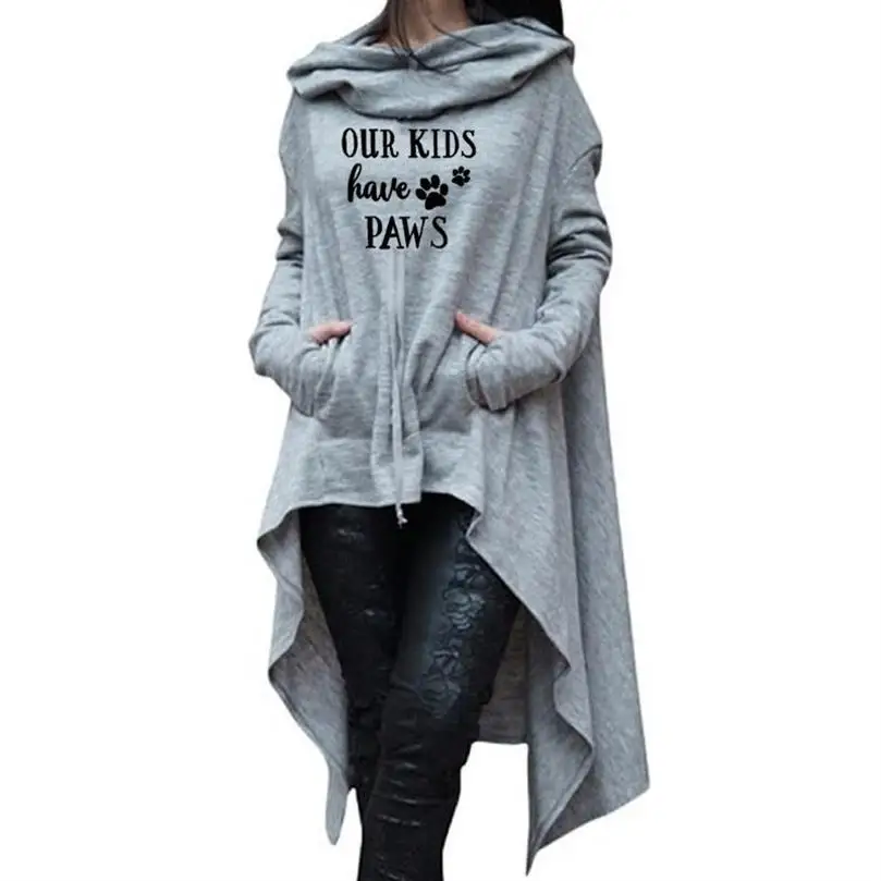 

Letters Print Hoodies For Women Long Irregular Sweatshirt Femmes Tops Hoodies women clothes 2021 Cotton Funny Hoody Comfortable