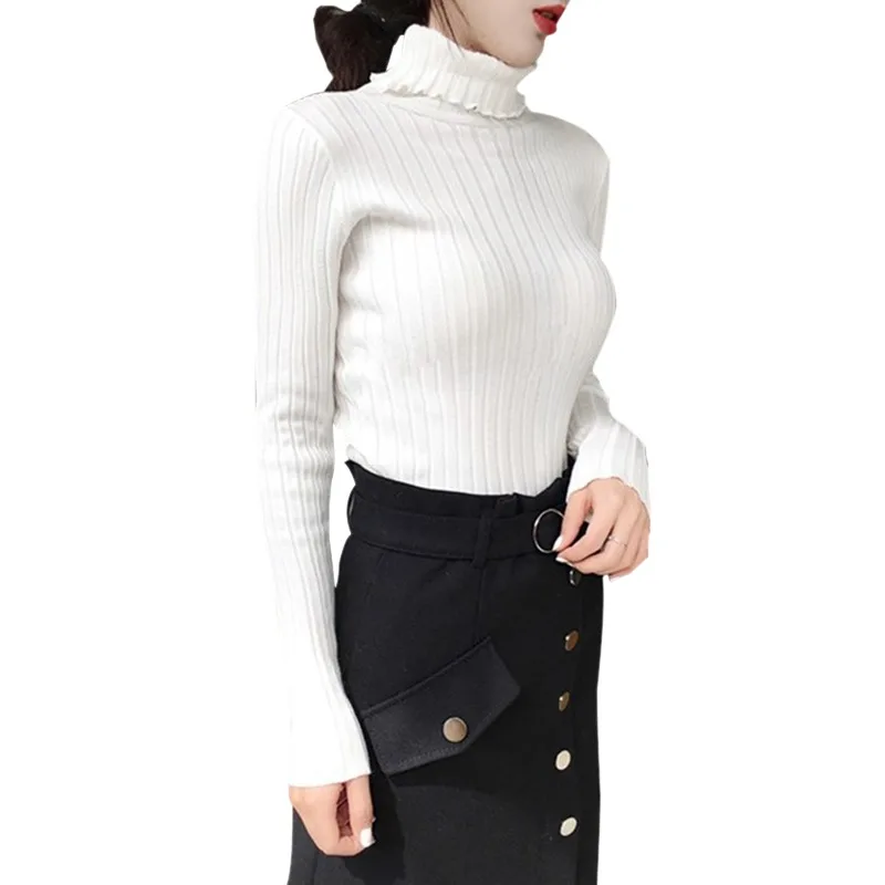 

Warm Women Turtleneck Sweater Autumn Winter Knit Women Sweaters Solid Color Casual Long Sleeve Pullover