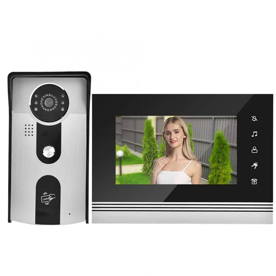 Дверной звонок 7 дюймов цветной ЖК дисплей сенсорная кнопка видео камера дверной