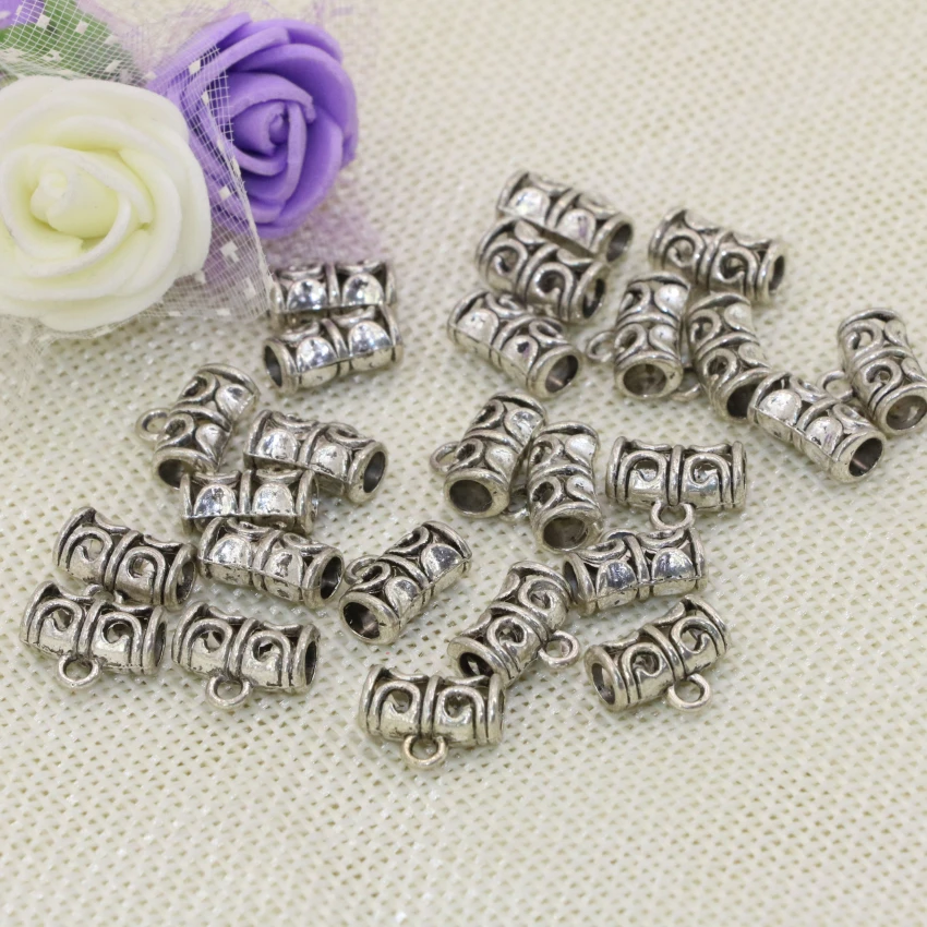 Free shipping charms Tibet silver-color 20pcs elegant tube shape accessories 11*5mm necklace/bracelets jewelry making B2529 | Украшения и