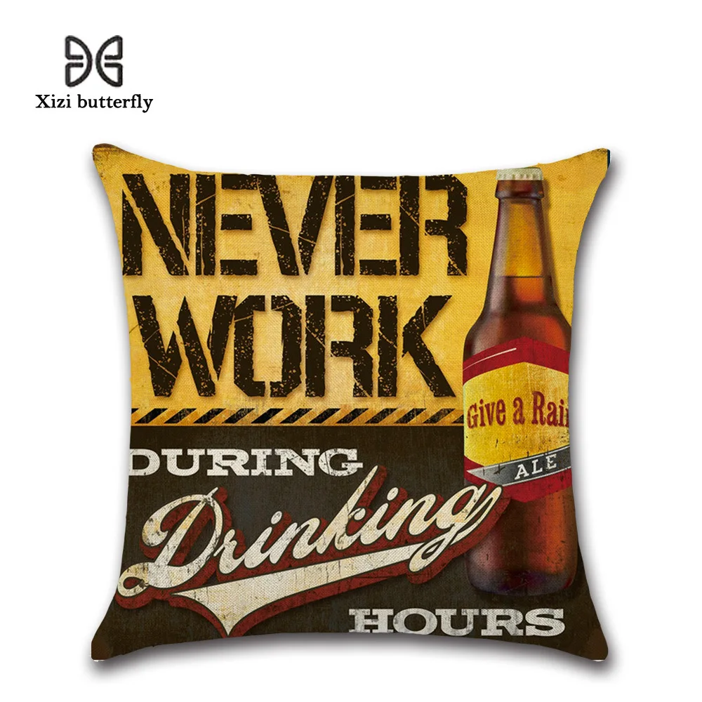 

British Retro Style Pillow Cover 45*45cm Letter Cushion Cover Linen Throw Pillow Case Car Home Decoration Decorative Pillowcase