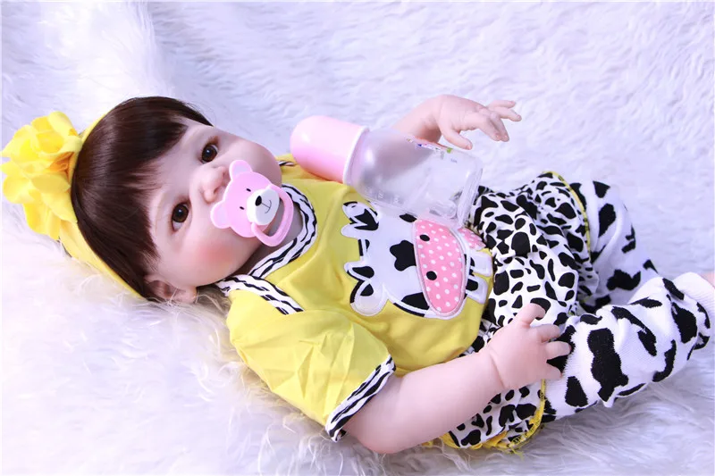 Bebe Reborn 22 дюйма 55 см силиконовые куклы Baby реалистичные с коричневыми глазами