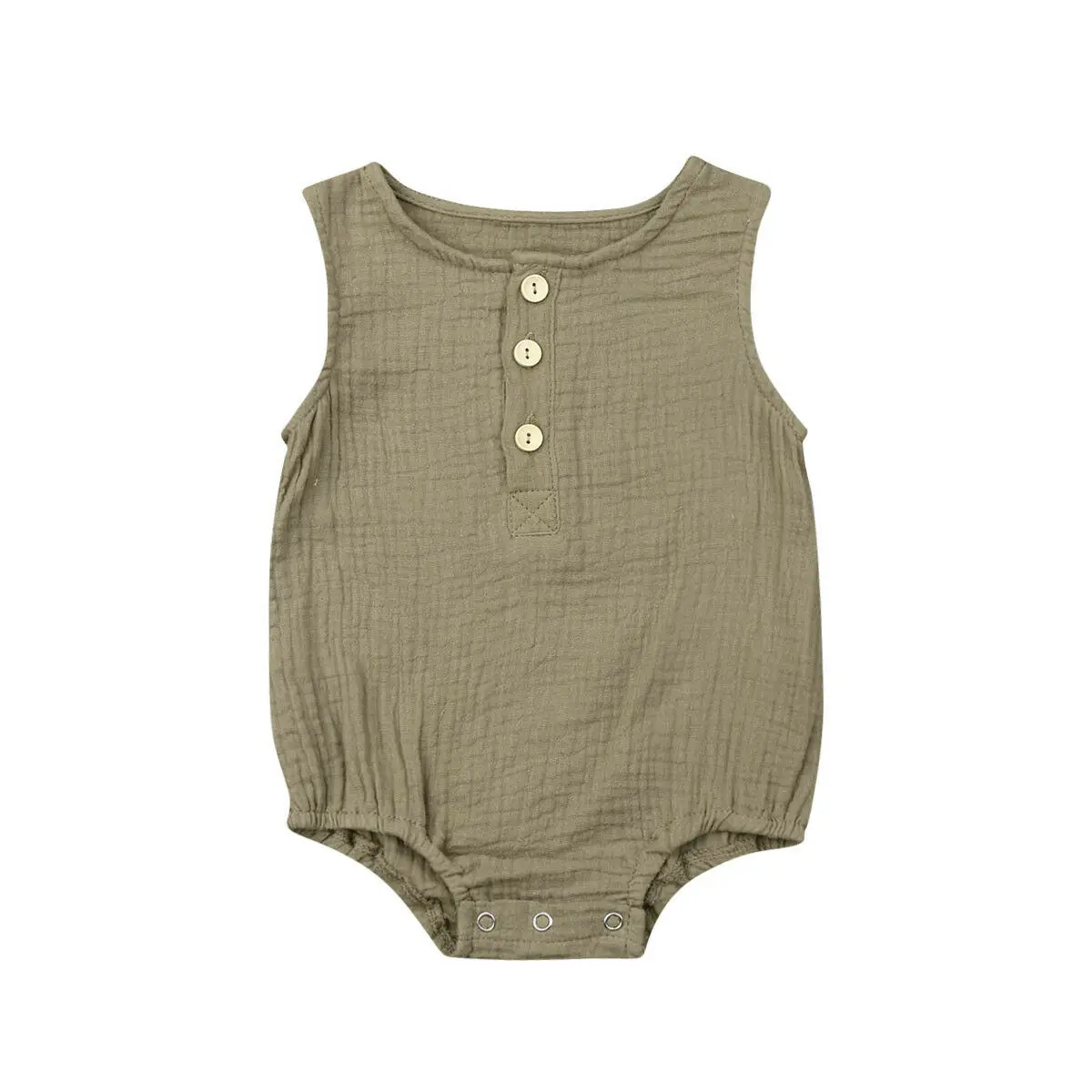 Khaki Г. Летняя одежда для малышей Новинка, боди из хлопка без рукавов для маленьких девочек однотонный пляжный костюм без рукавов для детей от 0 до 24 месяцев - Color: Khaki